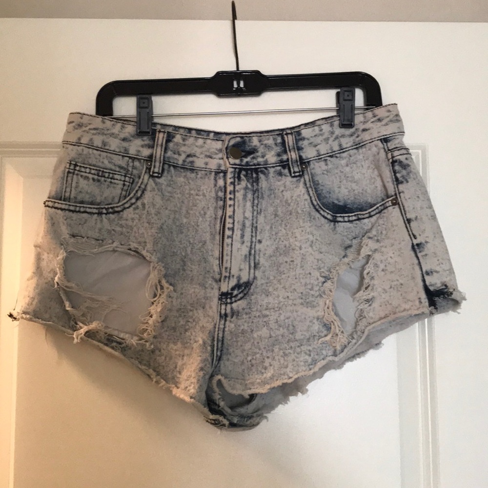 Distressed Denim Mini Shorts